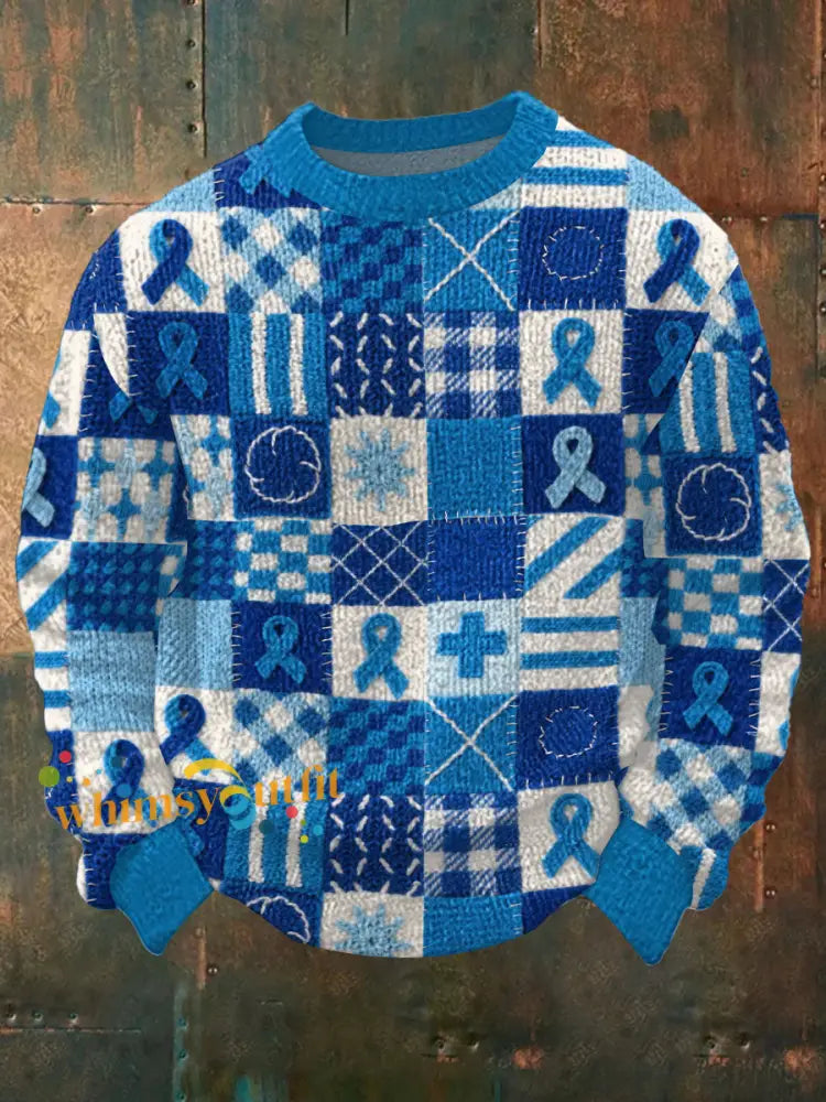 Men’s Prostate Cancer Awareness Ribbon Artistic Casual Top Blue / S