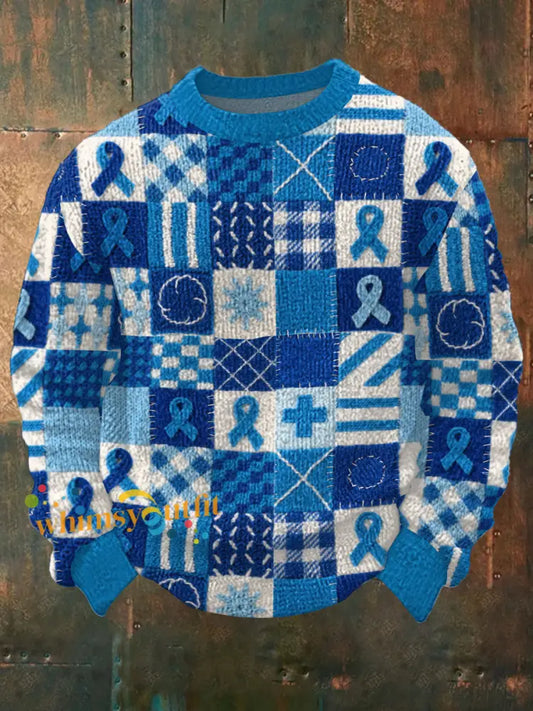 Men’s Prostate Cancer Awareness Ribbon Artistic Casual Top Blue / S