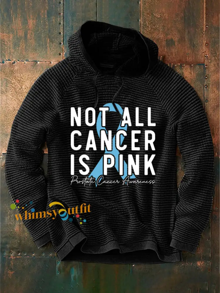Men’s Prostate Cancer Awareness Ribbon Waffle Casual Hoodie Black / S