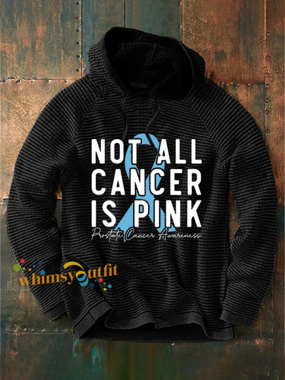 Men’s Prostate Cancer Awareness Ribbon Waffle Casual Hoodie Black / S