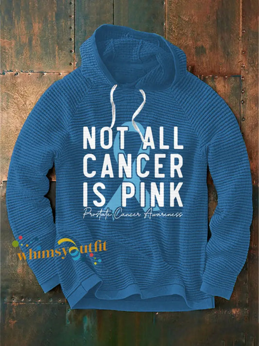 Men’s Prostate Cancer Awareness Ribbon Waffle Casual Hoodie Blue / S