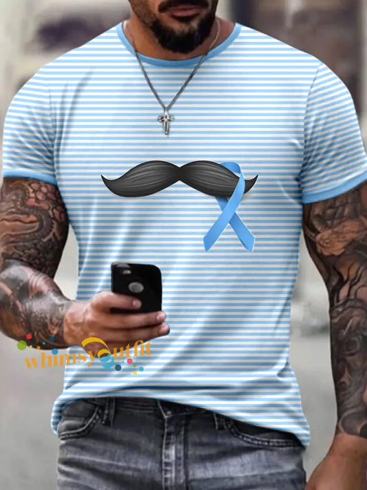 Men’s Prostate Cancer Awareness Striped Print T Shirt As picture / S