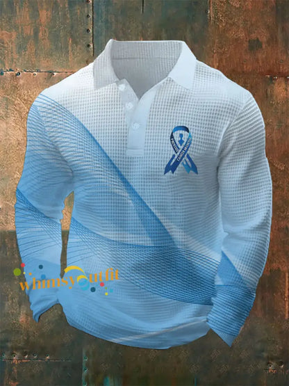 Men’s Prostate Cancer Awareness Waffle Print Casual Top Light Blue / S