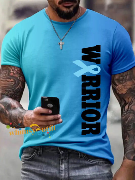 Men’s Prostate Cancer Awareness Warrior Print T Shirt Blue / S