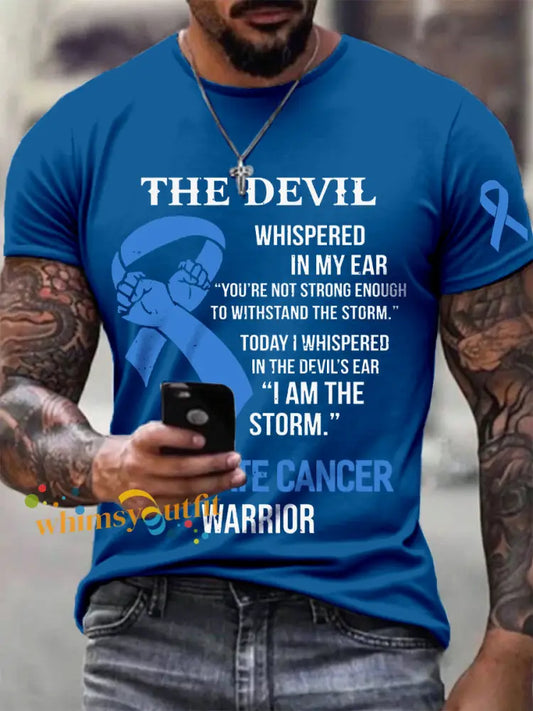 Men’s Prostate Cancer Awareness Warrior Print T Shirt Blue / S