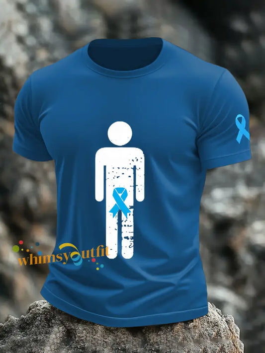 Men’s Prostate Cancer Blue Ribbon Body Graphic T Shirts Blue / S