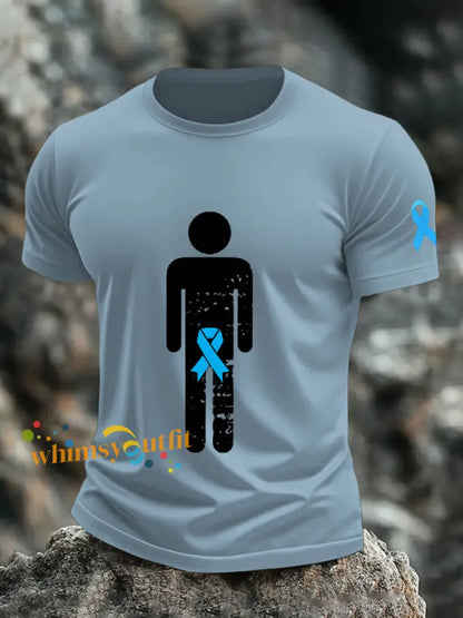 Men’s Prostate Cancer Blue Ribbon Body Graphic T Shirts Sky Blue / S