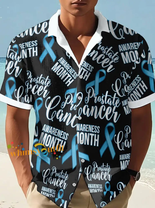 Men’s Prostate Cancer Blue Ribbon Shirts As picture / S