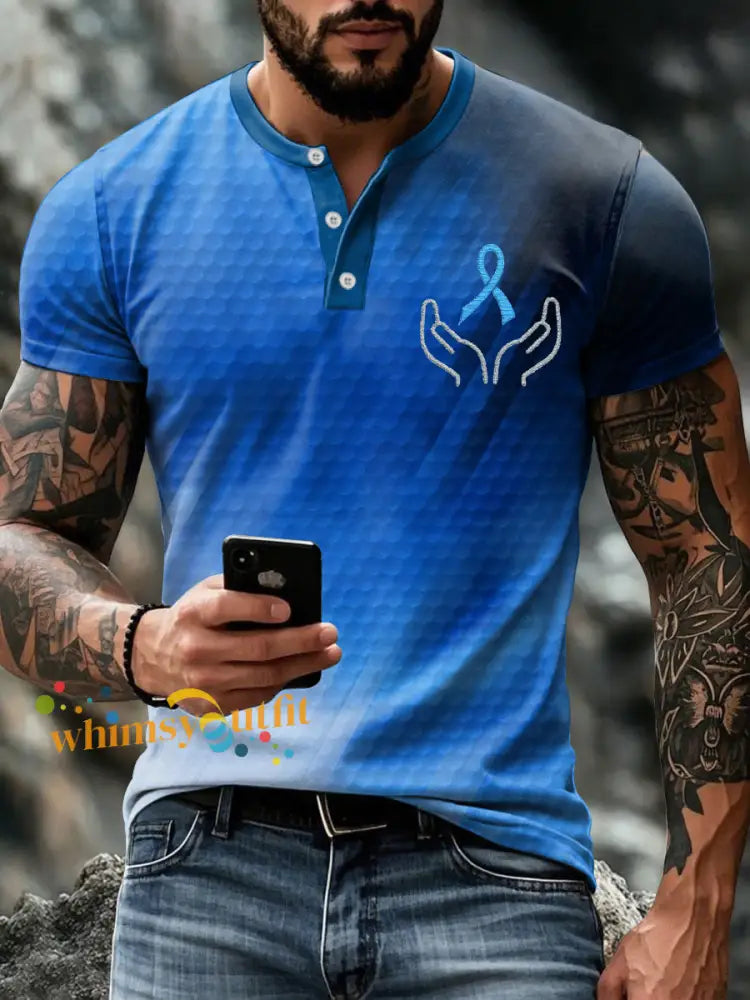 Men’s Prostate Cancer Blue Ribbon Tops Blue / S