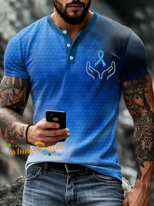 Men’s Prostate Cancer Blue Ribbon Tops Blue / S
