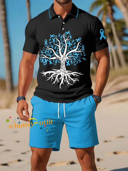 Men’s Prostate Cancer Blue Ribbon Tree Sets Black / S