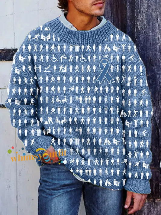 Men’s Prostate Cancer Men’s Body Figure Print Tops Blue / S