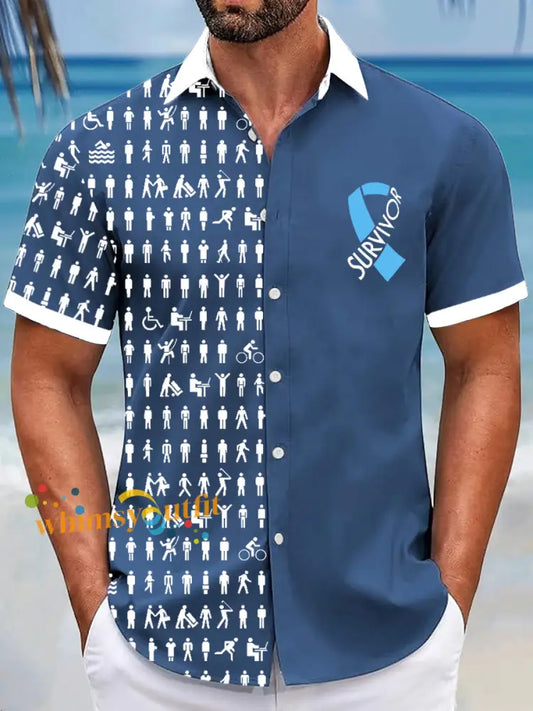 men’s prostate cancer body figure shirts Blue / S