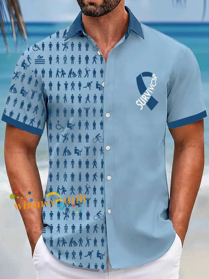 men’s prostate cancer body figure shirts Light Blue / S