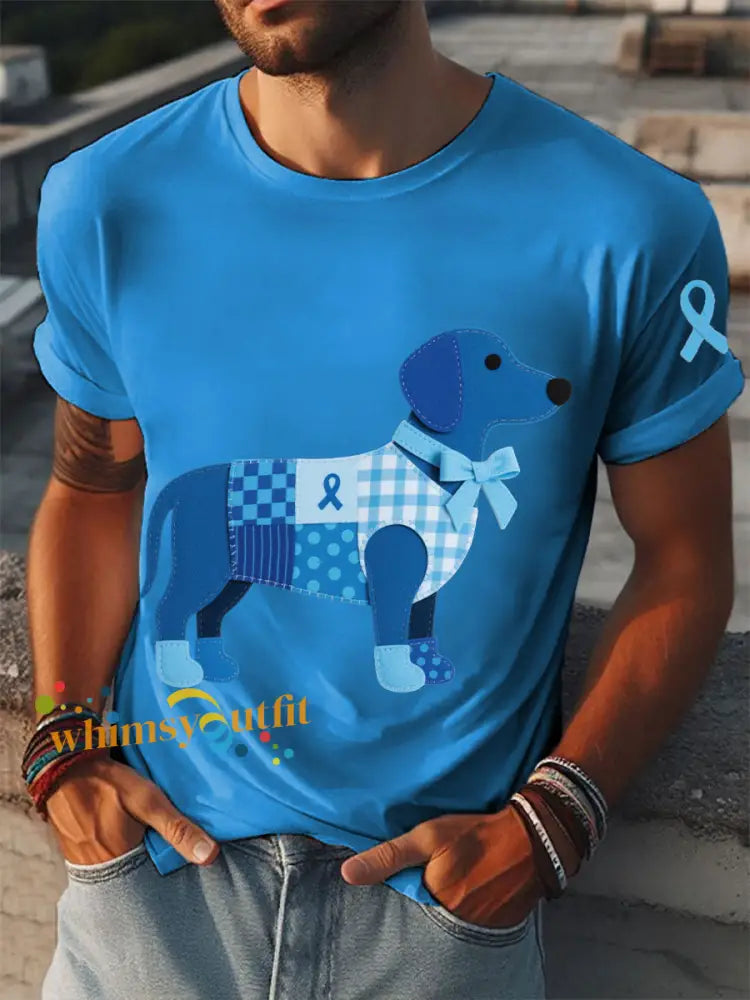 Men’s Prostate Cancer Dachshund T Shirts Blue / S