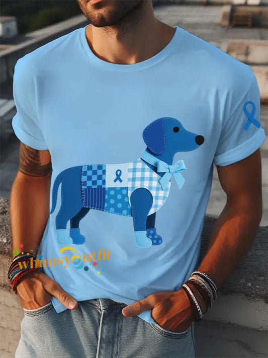 Men’s Prostate Cancer Dachshund T Shirts Light Blue / S