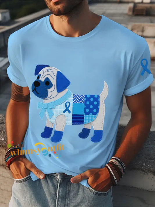 Men’s Prostate Cancer Dachshund T Shirts Light Blue / S