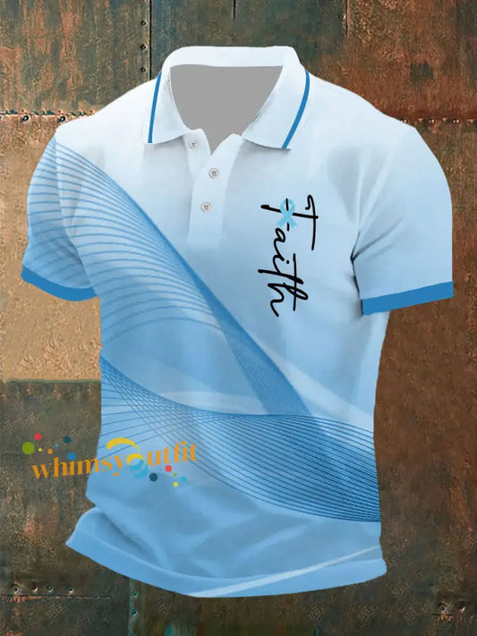 Men’s Prostate Cancer Faith Print Casual Hoodie Light Blue / S