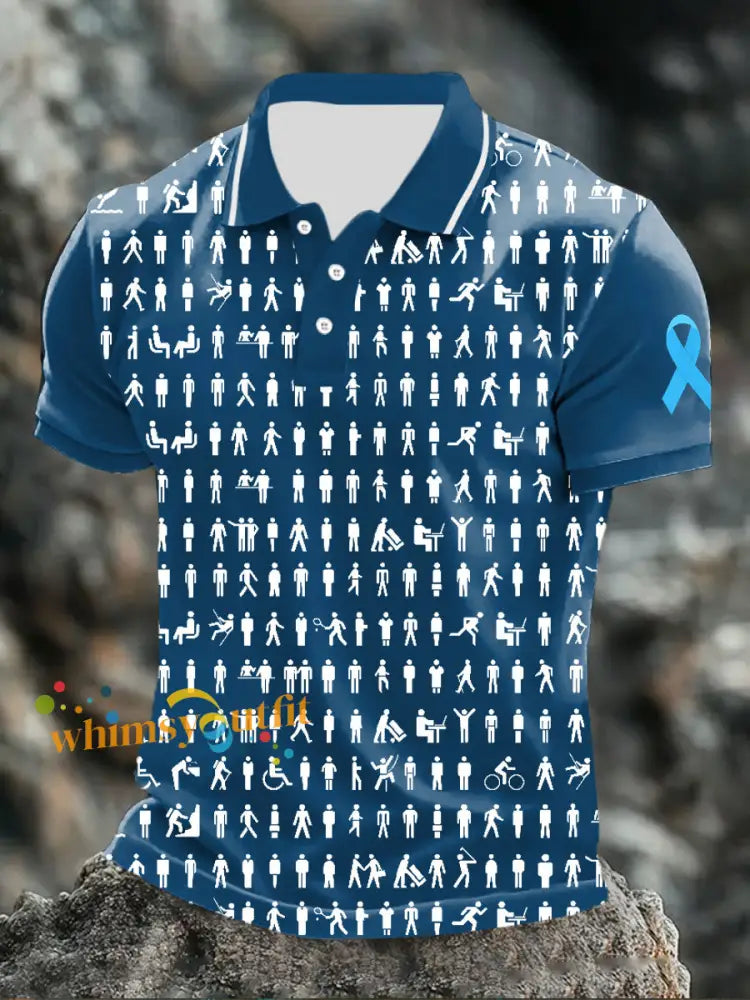 men’s prostate cancer male body figure tops Navy Blue / S
