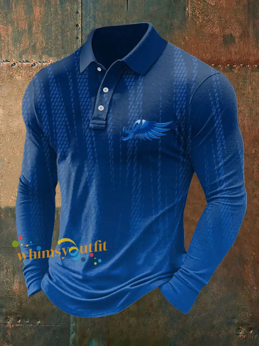 Men’s Prostate Cancer Print Stand Collar Casual Shirt Blue / S