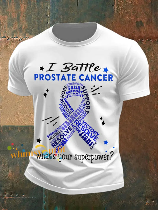 Men’s Prostate Cancer Printed Short Sleeved Round Neck T shirt White / S