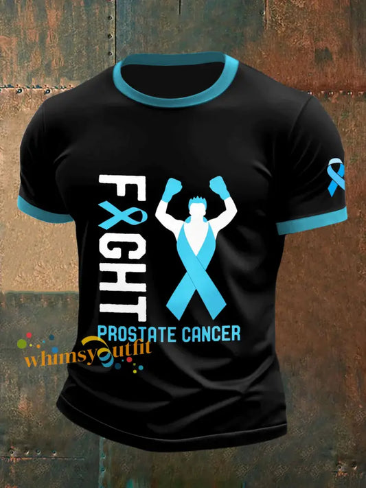 Men’s Prostate Cancer Printed Vintage Fashion Loose Short Sleeve T Shirt Black / S