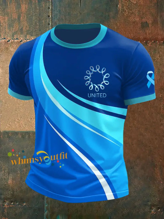 Men’s Prostate Cancer Printed Vintage Fashion Loose Short Sleeve T Shirt Blue / S