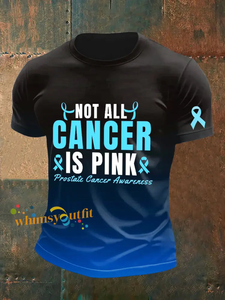 Men’s Prostate Cancer Printed Vintage Fashion Loose Short Sleeve T Shirt Dark Blue / S