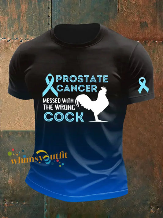 Men’s Prostate Cancer Printed Vintage Fashion Loose Short Sleeve T Shirt Dark Blue / S