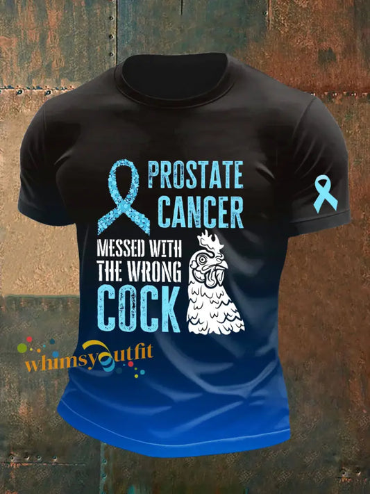 Men’s Prostate Cancer Printed Vintage Fashion Loose Short Sleeve T Shirt Dark Blue / S