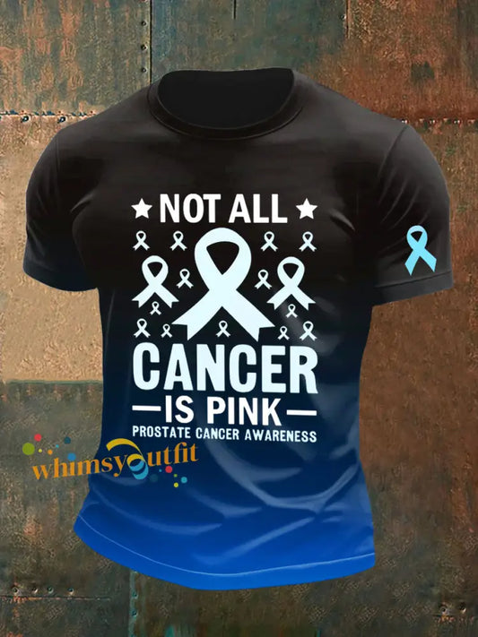 Men’s Prostate Cancer Printed Vintage Fashion Loose Short Sleeve T Shirt Dark Blue / S