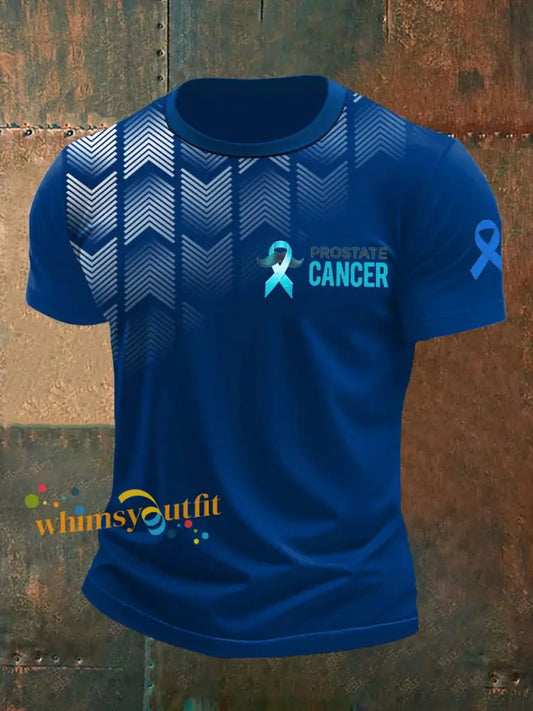 Men’s Prostate Cancer Printed Vintage Fashion Loose Short Sleeve T Shirt Navy Blue / S