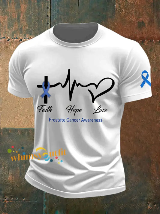 Men’s Prostate Cancer Printed Vintage Fashion Loose Short Sleeve T Shirt White / S