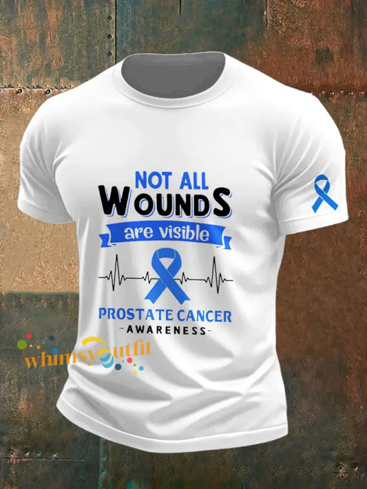 Men’s Prostate Cancer Printed Vintage Fashion Loose Short Sleeve T Shirt White / S
