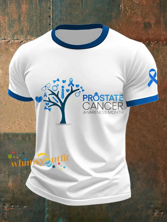 Men’s Prostate Cancer Printed Vintage Fashion Loose Short Sleeve T Shirt White / S