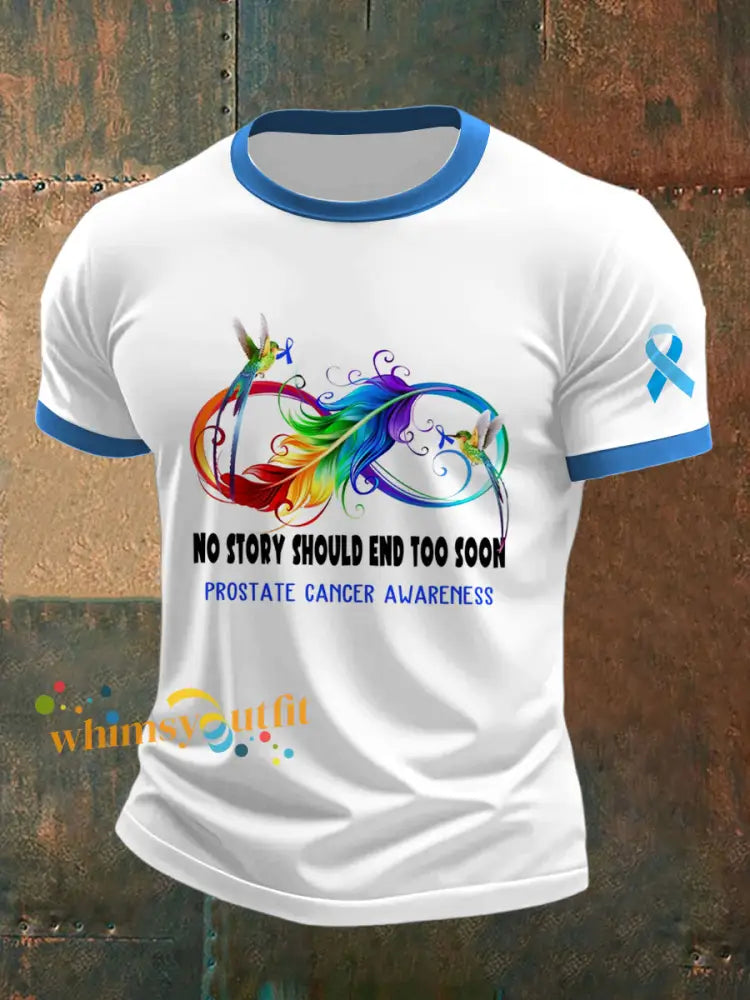 Men’s Prostate Cancer Printed Vintage Fashion Loose Short Sleeve T Shirt White / S