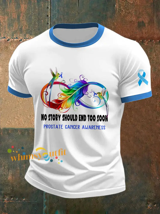 Men’s Prostate Cancer Printed Vintage Fashion Loose Short Sleeve T Shirt White / S