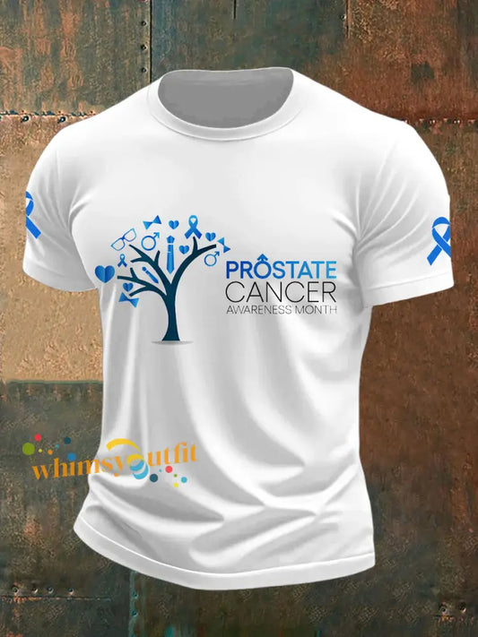 Men’s Prostate Cancer Printed Vintage Fashion Loose Short Sleeve T Shirt White / S