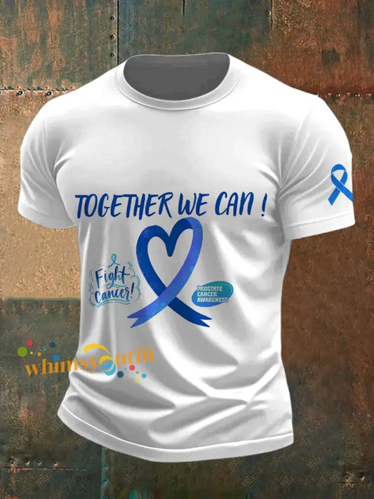 Men’s Prostate Cancer Printed Vintage Fashion Loose Short Sleeve T Shirt White / S