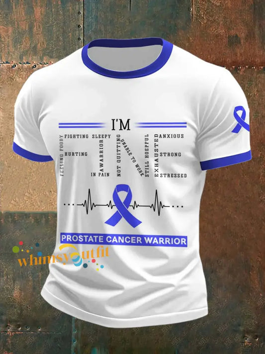 Men’s Prostate Cancer Printed Vintage Fashion Loose Short Sleeve T Shirt White / S