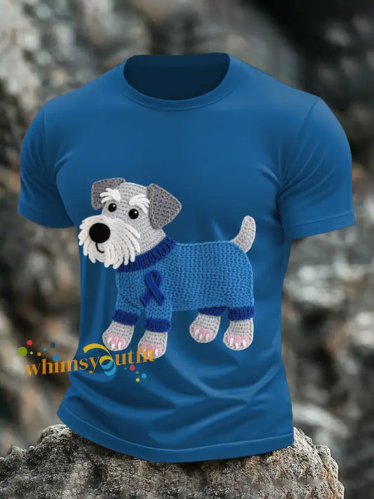 Men’s Prostate Cancer Schnauzer T Shirts Blue / S