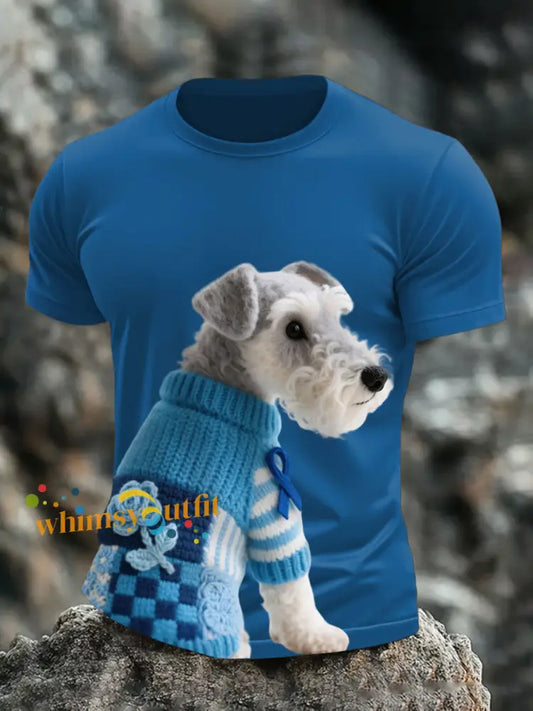 Men’s Prostate Cancer Schnauzer T Shirts Blue / S