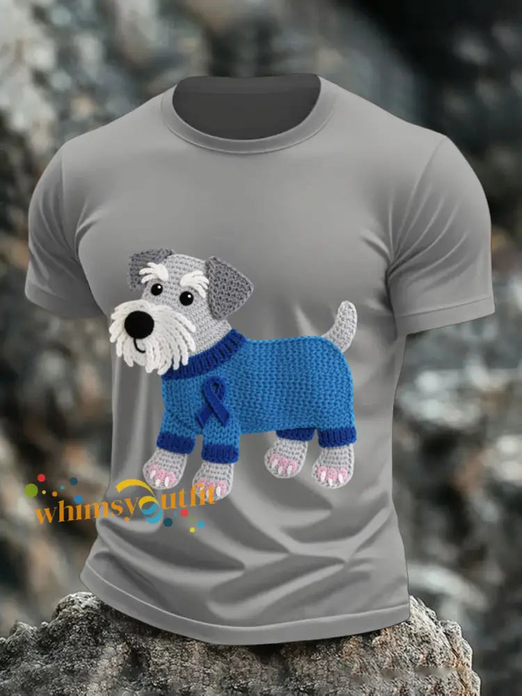 Men’s Prostate Cancer Schnauzer T Shirts Light Gray / S