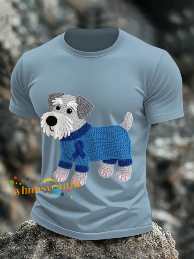 Men’s Prostate Cancer Schnauzer T Shirts Sky Blue / S