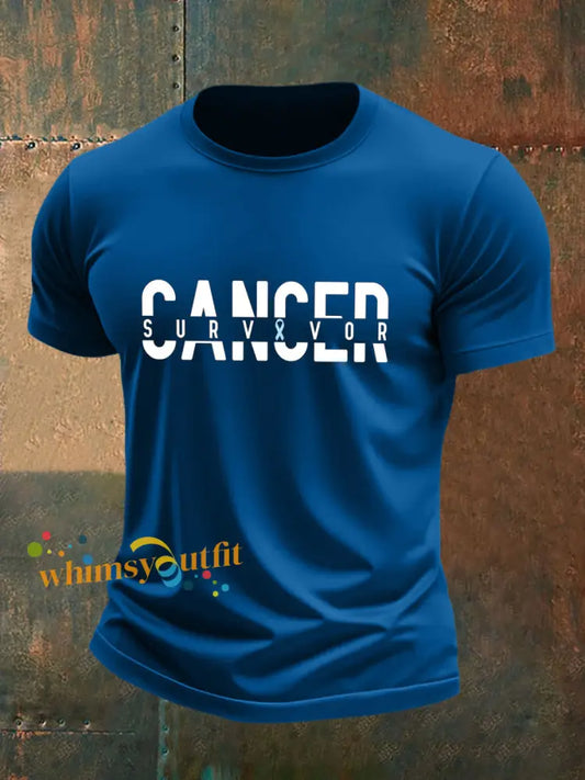 Men’s Prostate Cancer Survivor Print T Shirt Blue / S