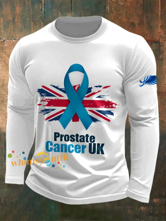 Men’s Prostate Cancer UK Printed Long Sleeved Round Neck T shirt White / S