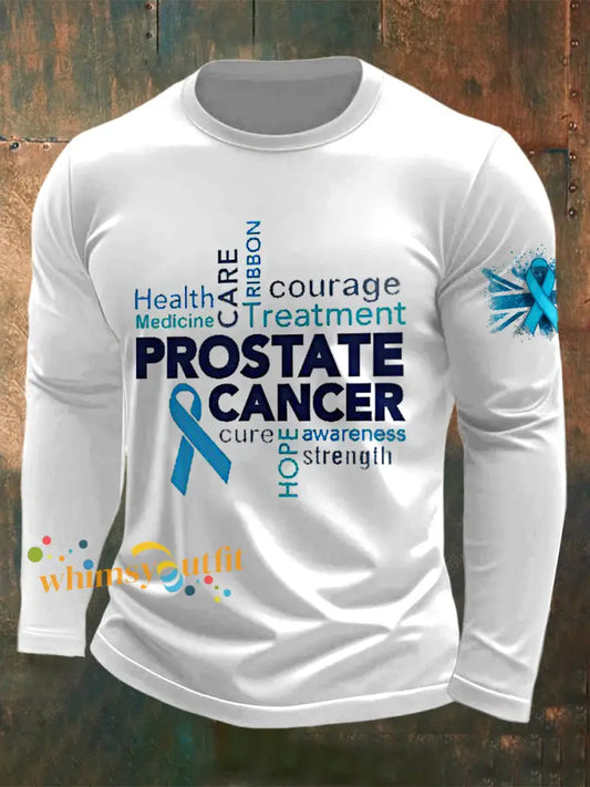 Men’s Prostate Cancer UK Printed Long Sleeved Round Neck T shirt White / S