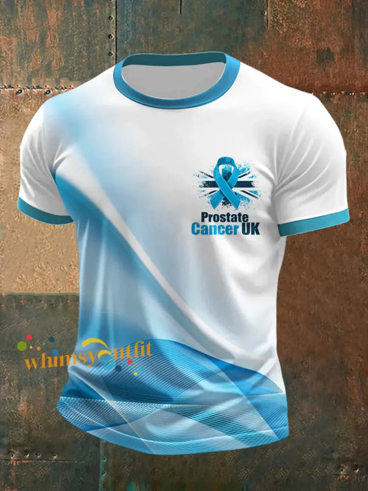 Men’s Prostate Cancer UK Printed Short Sleeved Round Neck T shirt White Blue / S