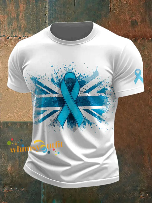 Men’s Prostate Cancer UK Printed Vintage Fashion Loose Short Sleeve T Shirt White / S