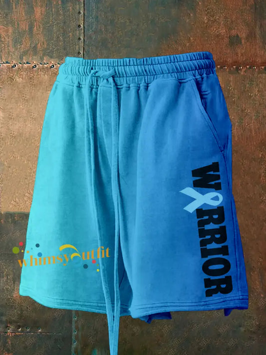 Men’s Prostate Cancer Warrior Print Shorts Blue / S